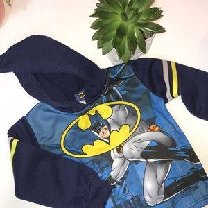 BATMAN HOODIE WITH STRIPPED SLEEVE •SIZE 4T